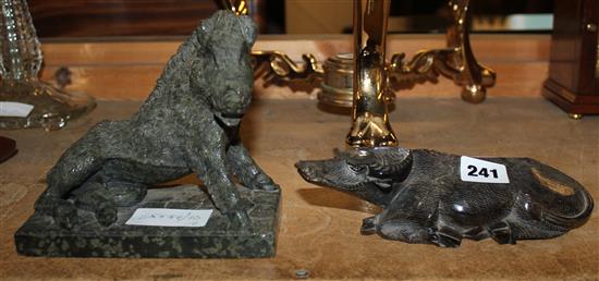 Hardstone boar,hardstone carving of African wildebeast